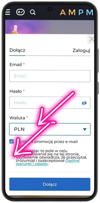 Ampm zaakceptuj warunki